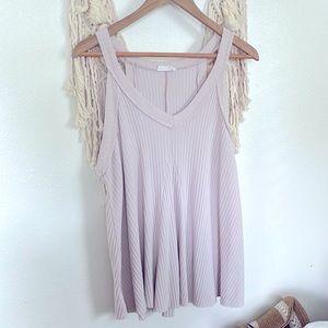 BUCKETLIST Boho Ribbed Cream Blush V-Neck Flowy Tank